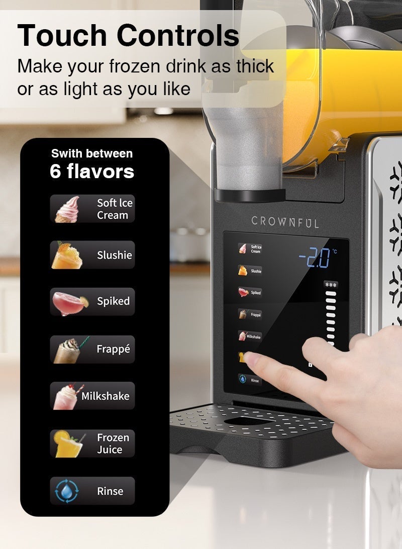 CROWNFUL Slushie Machine, Slushy Maker for Home, 3L Large Capacity Ice-Free Frozen Drink Maker, with Touch Screen, 6 Presets for Soft Ice Cream, Frappe, Milkshake & Frozen Juice, Easy Clean - Image 3